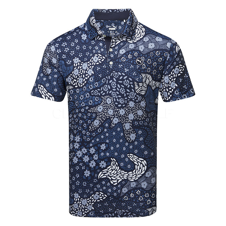 Puma Cloudspun Bloom Camo Polo Shirt - LC - Deep Navy