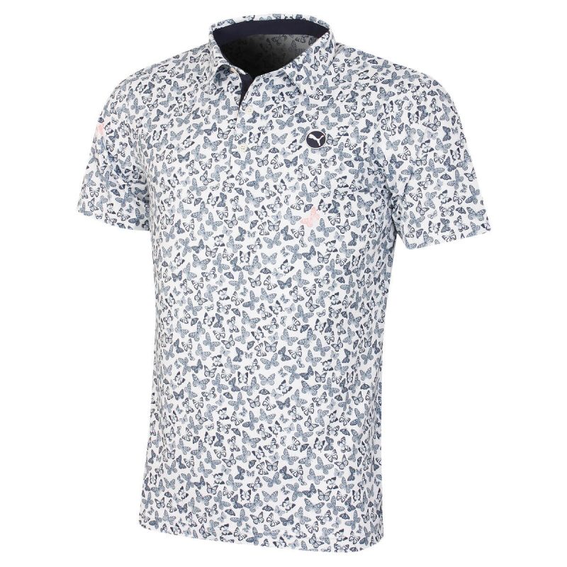 Puma Golf Mens Cloudspun Moisture Wicking Butterfly Golf Polo Shirt