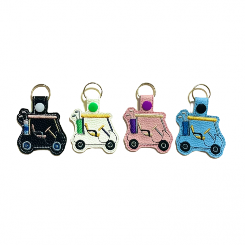 Golf Buggy Keyrings in Pink, Blue, White and Black - Gaudet Luce Golf Club