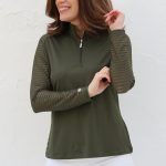 Famara Golf Sheer Long Sleeve Golf Zip Shirt - Moss