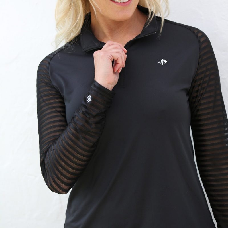 Famara Golf Long Sheer Sleeve Zip Shirt - Black