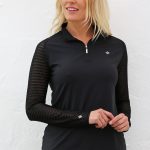 Famara Golf Long Sheer Sleeve Zip Shirt - Black