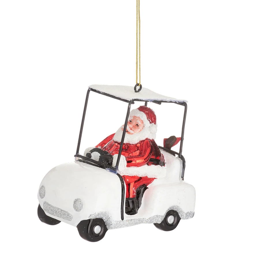 Sass & Belle Christmas Bauble - Santa in Golf Buggy